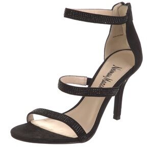 Neiman Marcus
Suede Crystal Embellishments Strappy Heeled Sandal Black Size 8